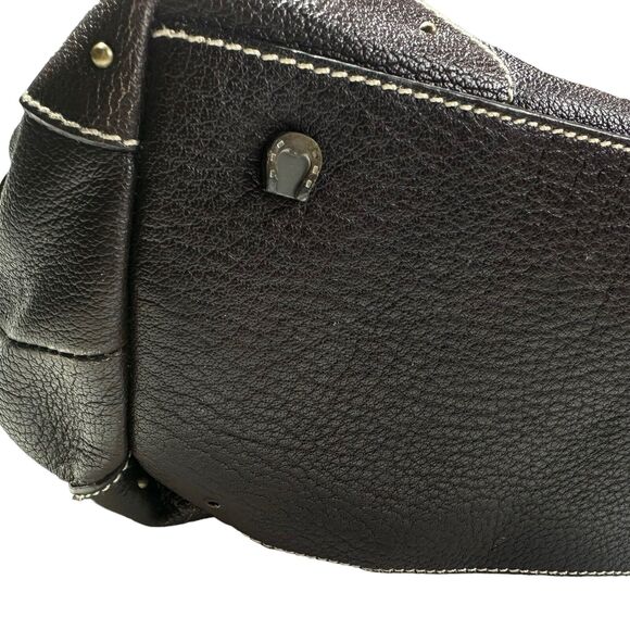 etienne aigner brown leather zip around flap large tote bag Purse - Picture 8 of 16